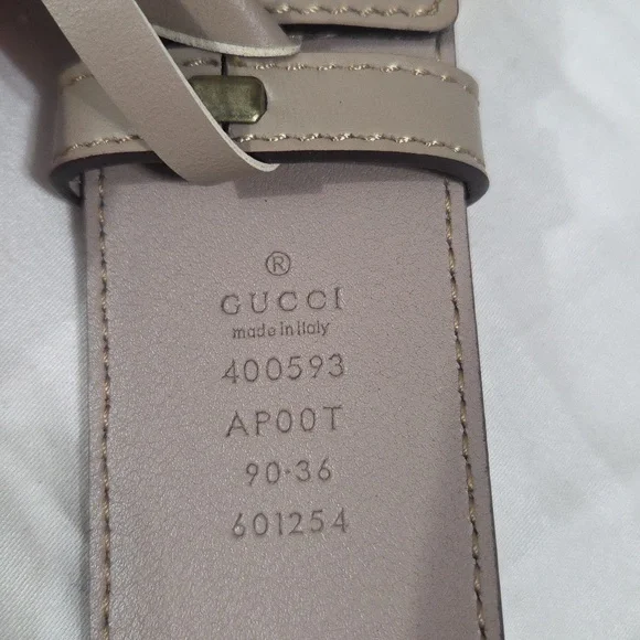 Gucci Taupe Pink Leather Belt with Gold Double G Buckle - Picture 7 of 16